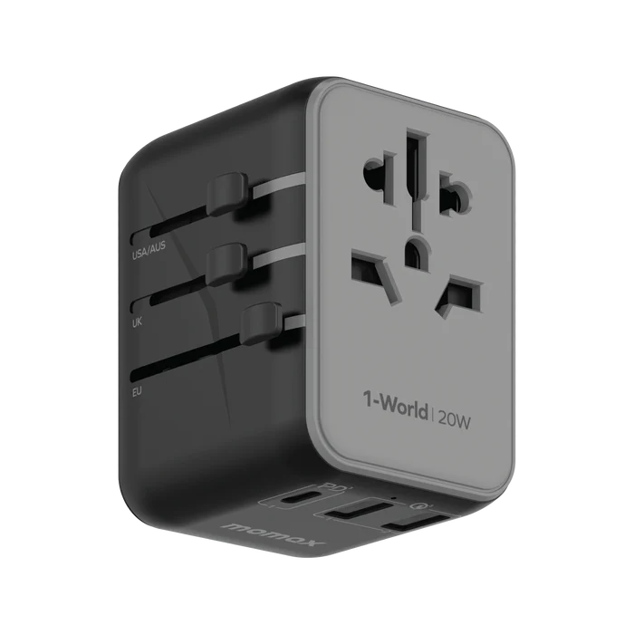 1-World 3-Port Travel Charger 20W
