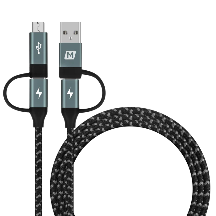 OneLink 4-in-1 USB-A & USB-C to Micro USB & USB-C Braided Cable 60W 1.2m